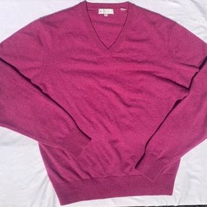 Peter Millar V Neck Sweater Medium 100% Cashmere Fuschia Pink Womens Pullover